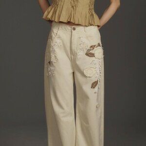 Anthropologie Pilcro Embellished Pants. Size 25. Beige.